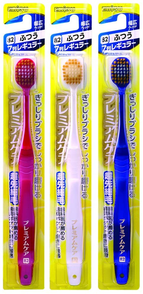 Ebisu Premium Care Toothbrush 7 Rows Regular 3 Pack (Color random)