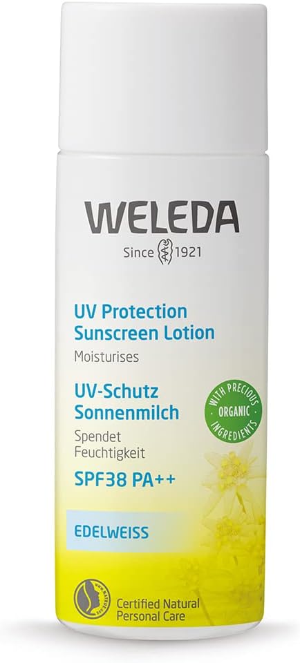 WELEDA Edelweiss UV Protect Milk 50mL SPF38 PA++ Sunscreen for the whole body Color-free Non-chemical For babies Sensitive skin Skin care Natural ingredients Organic