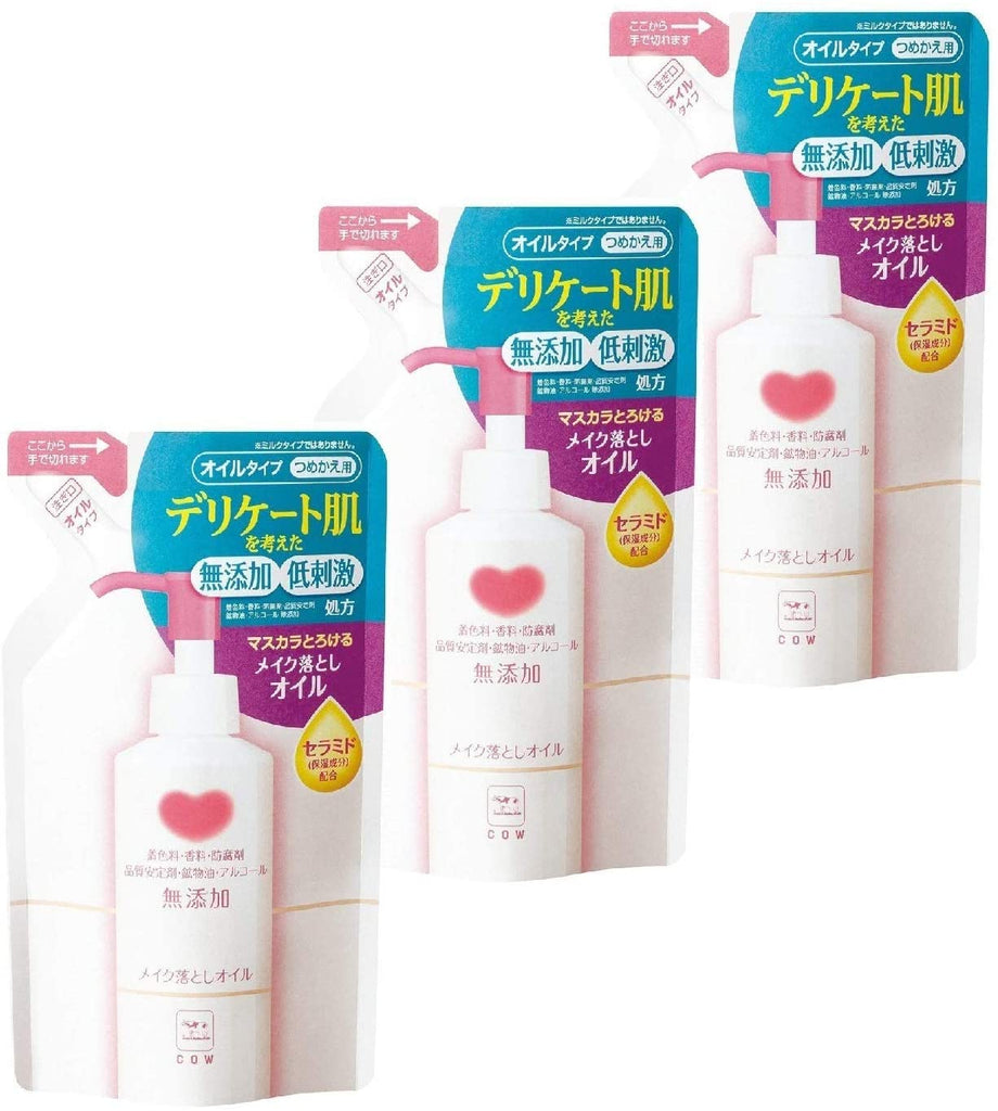 Cow Brand Additive-Free Cow Brand Additive-Free Makeup Remover Oil Refill 3 Packs (130 ml) x 3 Cleansing 4.1 x 6.7 inches (106 x 141 x 170 mm)