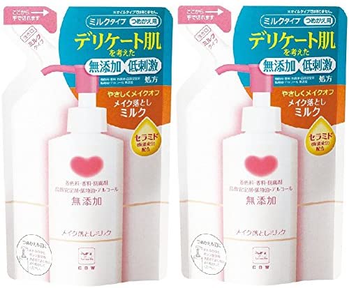 Cow Brand Additive-Free Makeup Remover Milk Refill Pack of 2 130 mL x 2