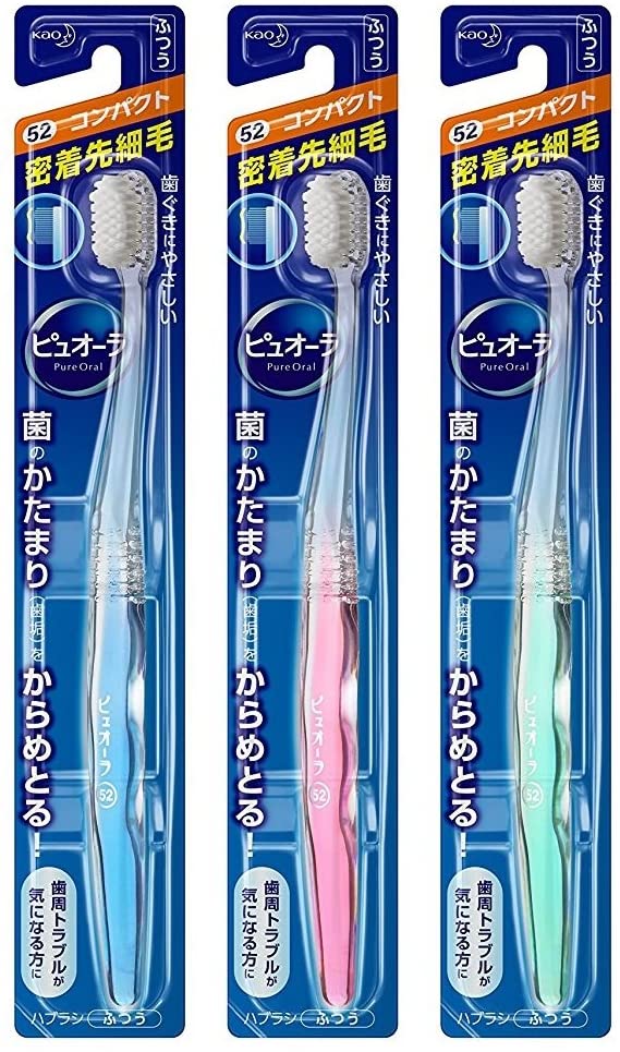 [Bulk Purchase] KAO Pure Aura Toothbrush Regular (*Color Selected) 3 Piece Set