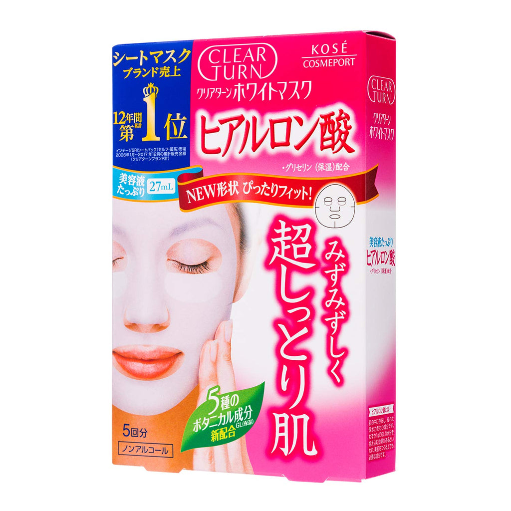 KOSE Clear Turn White Face Mask Hyaluronic Acid 5 Sheets