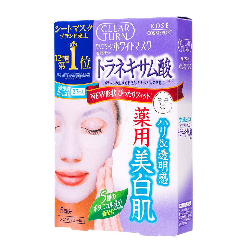 Kose Clear Turn White Face Mask Tranexamic Acid 5 Sheets