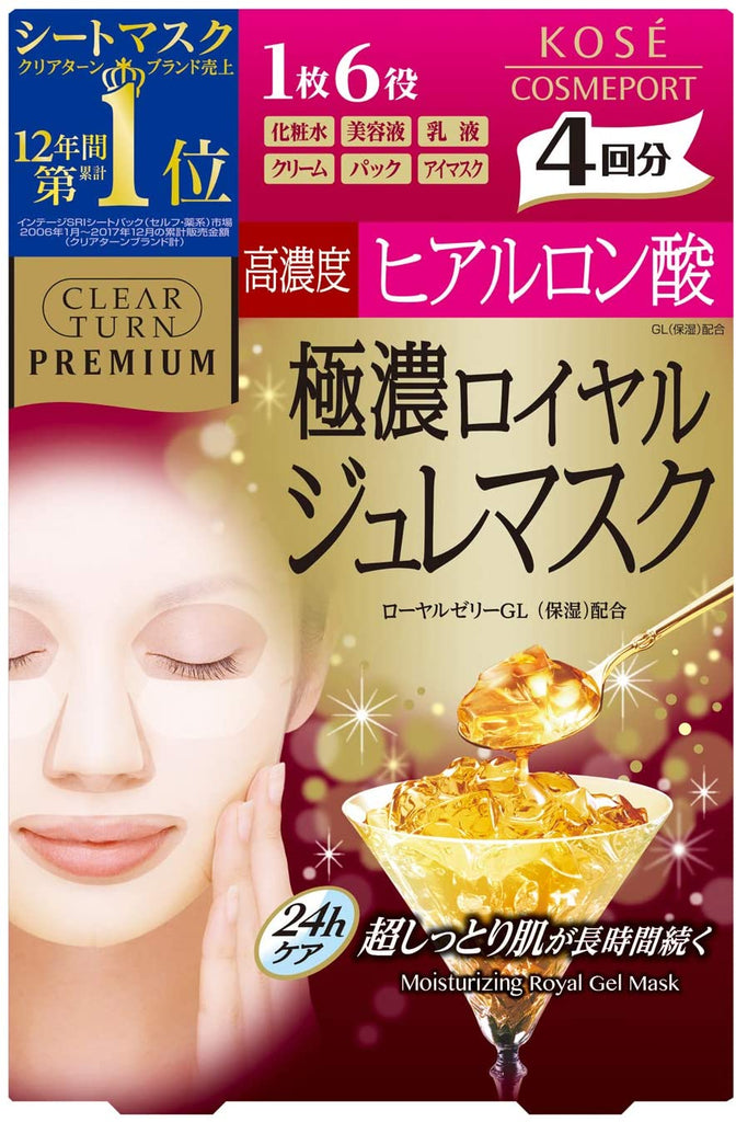 Kose Clear Turn Premium Royal Jelly Mask Hyaluronic Acid 4 Sheets