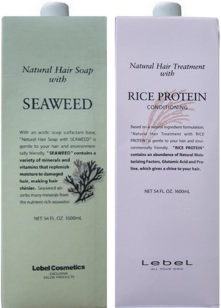 Lebel Natural Hair Soap Sea Weed 1600ml & Treat Rice Protein 1600ml Set