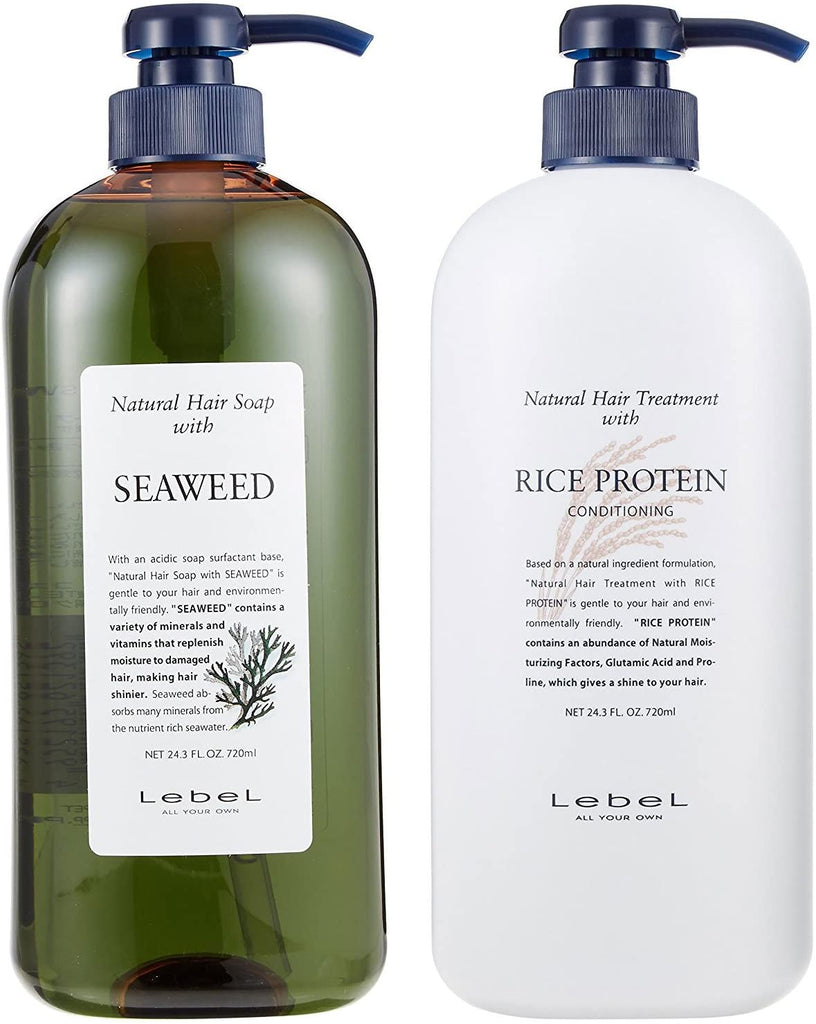 LebeL Natural Hair Soap with Seaweed 720 ml and Natural Hair Treatment with Rice Protein 720 ml Set