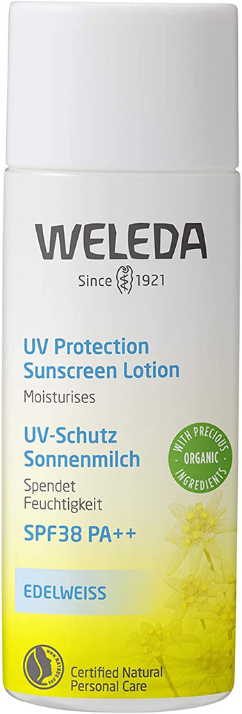 Weleda Edelweiss UV Protection SPF38 PA++ (50 ml) Sunscreen Lotion For Face & Body/As a Makeup Foundation/Safe for Babies